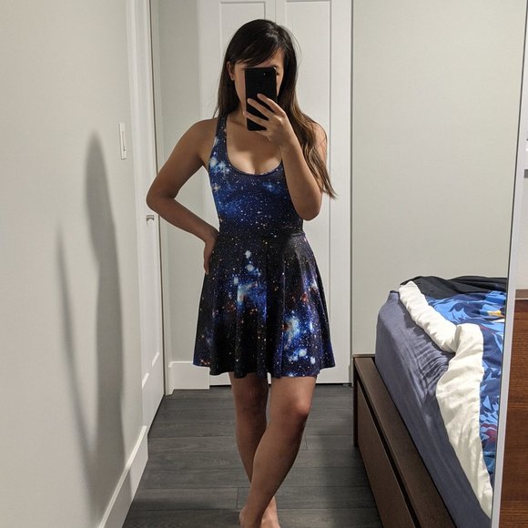 Blackmilk Galaxy Blue Reversible Skater Dress XS - Picture 1 of 10